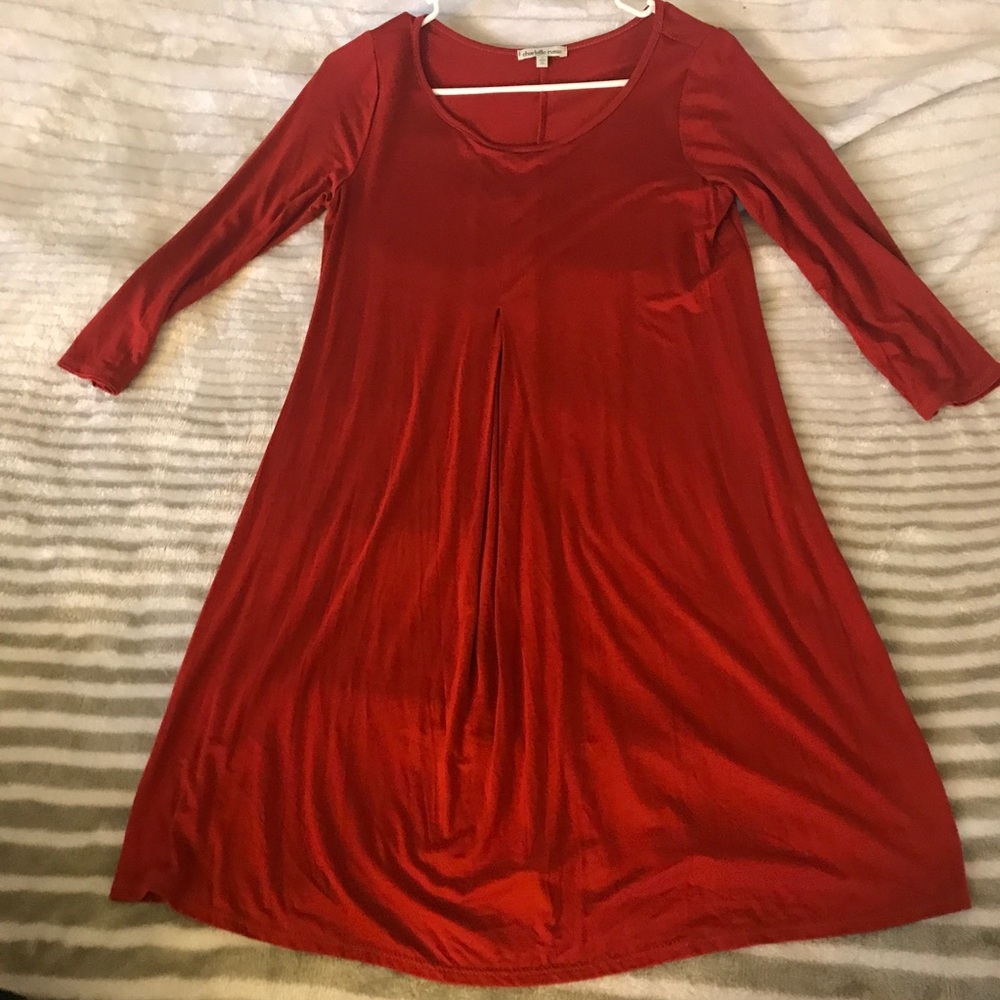 Charlotte Russe Rust Pleated Swing Dress